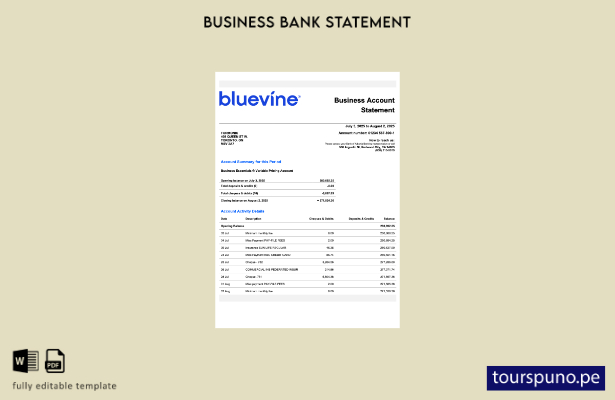 listo para imprimir EE. UU. California BlueVine estado de cuenta de cheques come